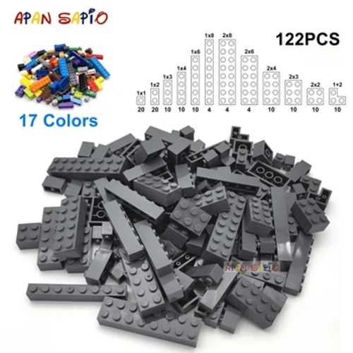 122pcs Hình dày các khối 12 Kích thước Xây dựng DIY Khối giáo dục Kích thước sáng tạo tương thích với 3001 Đồ chơi nhựa cho trẻ em
