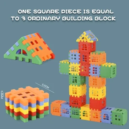 Casas de construção de blocos de plástico multicoloridos infantis e brinquedos DIY