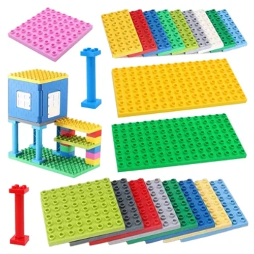 Blocuri de construcție de dimensiuni mari Placă de bază cu două fețe compatibile Cărămizi mari din plastic Jucării creative educative pentru copii Cadou pentru copii