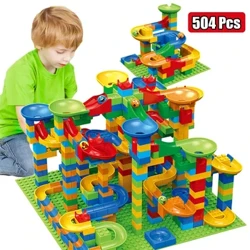84-504Pcs Marble Race Run Blocks Maliit na Maze Ball Track Building Blocks Regalo ng mga Bata na Plastic Funnel Slide Magtipon ng DIY Bricks Mga Laruan