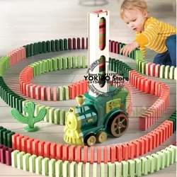 Dječji Domino Vlak Auto Set Zvuk Svjetlo Automatsko Polaganje Domino Cigle Šarene Domino blokovi Igra Edukativne DIY igračke Poklon