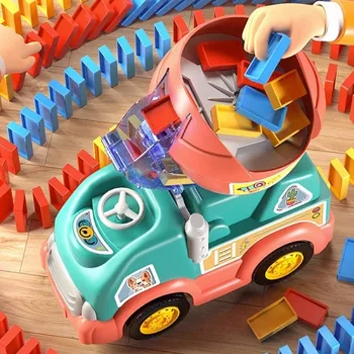 Domino automatikoko tren-multzoa Adreilu-blokeen Kitak 102 Domino Montessori Hezkuntza Brikolaje dibertigarria Sormen-jokoak Jostailuak Haurrentzako opariak