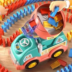 Avtomatski Domino Train Set Brick Blocks Kits 102 Dominos Montessori izobraževalne DIY zabavne ustvarjalne igre igrače darilo za malčke