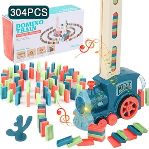 Otroške igrače Domino Train Samodejno polaganje Električni avtomobil Pisane Domine Set Brick Blocks Kompleti Izobraževalne igre Otroške DIY Igrače