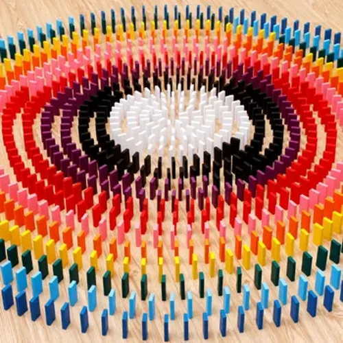 Blok Domino Kayu Kit Dolanan Warna Kanggo Bocah-bocah Rainbow Wood Domino Game Awal Pendidikan Anak-anak Bayi Mainan Hadiah Ulang Tahun