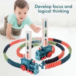 Domino Domino Mini Train Fun Posizionamento automatico Building Block Puzzle elettrico per bambini Macchinina