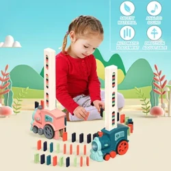 Dječji Domino Vlak Auto Set Zvuk Svjetlo Automatsko Polaganje Domino Cigle Šarene Domino blokovi Igra Edukativne DIY igračke Poklon