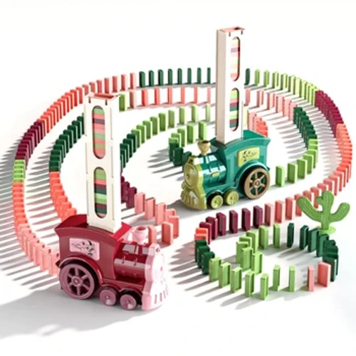 Otroci Domino Train Car Set Zvok Svetloba Samodejno polaganje Domino Brick Pisane Domine Blocks Igra Izobraževalna DIY Igrača Darilo