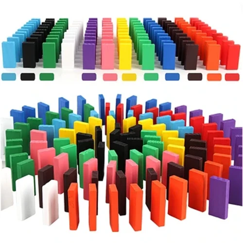 100/200/300/500 PCS Holz Regenbogen Domino Bausteng Spillsaachen Fir Kanner Domino Spiller Fréier Educatioun Hell Spillsaachen Kaddoe