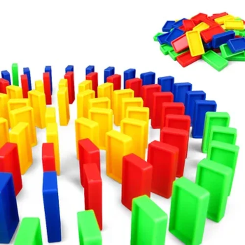 Mới Domino Khối Gạch Đồ Chơi Bằng Nhựa Màu Trẻ Em Giáo Dục Sớm Domino Trò Chơi Cho Trẻ Em Bé Trai Gái Tự Làm Quà Tặng Giáng Sinh
