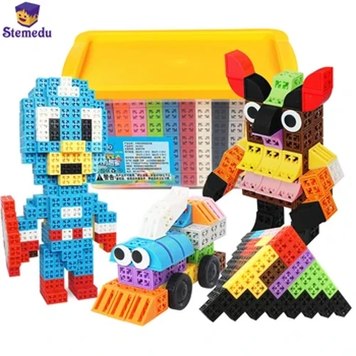 mga domino na Plastic na Naka-assemble ng Six-Sided Plug-In Building Blocks 3-6 Years Old Boy Three-Dimensional Snow Educational Children's Toy