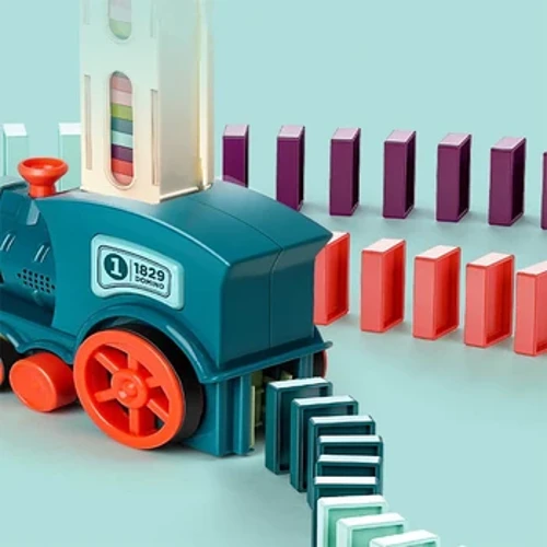 2023 Otroci Električni Domino Blocks Glasbeni Vlak Avto Set Zvok Svetloba Samodejno Polaganje Domine Brick Game Izobraževalna DIY Igrača Darilo