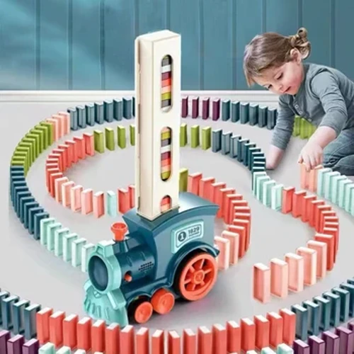 Ustvarjalni Otroci Domino Vlak Avto Set Električno Samodejno Polaganje Domino Blocks Igra Otroci Izobraževalne Puzzle Igrače DIY Darila