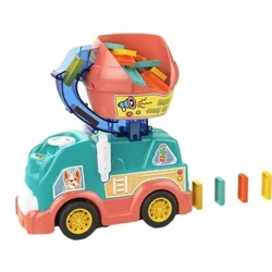 Automatinis Domino traukinio rinkinys Elektrinis Domino traukinio žaislas su 102 vnt Domino kaladėlėmis Spalvingas traukinys Creative Domino žaidimo žaislas