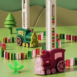 Điện Domino Xe Lửa Bộ Âm Thanh Ánh Sáng Tự Động Đặt Nhiều Màu Sắc Domino Khối Gạch Trò Chơi Giáo Dục Tự Làm Đồ Chơi Trẻ Em Quà Tặng
