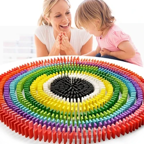 480Pcs/set Rainbow Drvene Domino igračke Dječji setovi drvenih blokova za gradnju Domino igre Edukativne igračke za odrasle Poklon