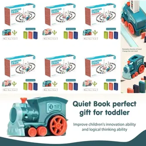Set Car Trên Domino Trydan i Blant Sain a Golau Gosod Dominos Awtomatig Blociau Brics Gêm Addysgol DIY Bechgyn Merched Anrheg Tegan