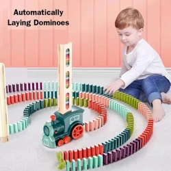 Kanner Elektresch Domino Zuch Auto Set Sound & Liicht Automatesch Laying Dominoes Brick Blocks Spill Educatioun DIY Toy Cadeau