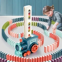 Domino Train Domino bloc ensemble automatique pose bloc jouet Domino Train voiture ensemble jeu d'empilage amusant et coloré Train bricolage jouet cadeau