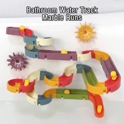 Marble Runs Baby Item Badelegetøj DIY Samlet Slide Track Badeværelse Bruser Badekar Legetøj Kugleleje Slider Vandspil Børnegave