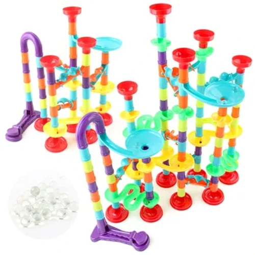 76/142pc Marble Run Race Track Building Blocks საბავშვო 3D Maze Ball Roll სათამაშო წვრილმანი მარმარილო რბენის სარბოლო სადგამის ნაკრები ბავშვის საშობაო საჩუქრისთვის