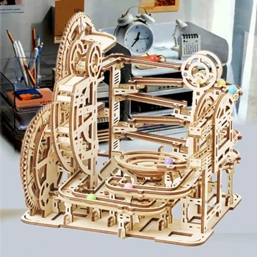 3d дървени комплекти модели за изграждане на пъзел Marble Runs Механични пъзели Играчка за самостоятелно сглобяване STEAM Образователни играчки за деца Подарък за възрастни