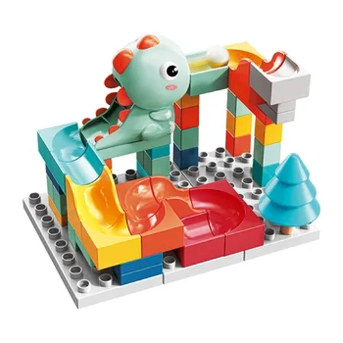 I-62PCS I-Cute Cartoon Dinosaur Slide Umhubhe Wemabula Ugijima Izibhulokhi Zokwakha Ezilula Izingxenye Ezihambisanayo Izingane Isipho Samathoyizi e-DIY