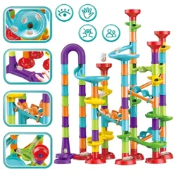 Murmelbahn-Rennbahn-Bausteine, Kinder, 3D-Labyrinth, Ballrollenspielzeug, DIY-Murmelbahn-Rennbahn-Set, Weihnachtsgeschenk