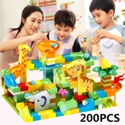 Dinosaur Marble Race Run Big Blocks Plastic DIY Building Blocks Funnel Slide Assembly Brick Mga Laruang Pang-edukasyon Para sa mga Bata Mga Regalo