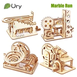 Ury 3D Holz Puzzel Mini Marble Run Set DIY mechanesch Streck Manuell Model Bausteng Kits Assemblée Spillsaachen Kaddo fir Teenager Erwuessener