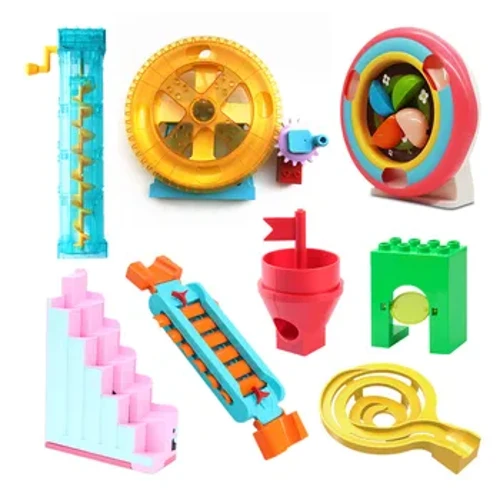 I-Marble Run Electric Spiral Lift Wheel Roller Coaster Ladder Paino Animal Slide Track Izingxenye Ezihambisanayo Ezinkulu Zokwakha Amathoyizi