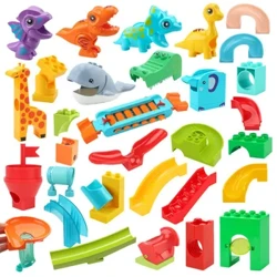 Mga Espesyal na Animal Cube Parts Marble Run Track Maze Rolling Ball Race Game Malaking Building Blocks Piano Slide Tunnel Swing Catapult