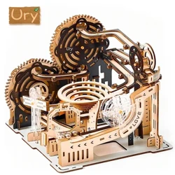 3D Träpussel Marmor Run Set DIY Mekanisk Spår Elektrisk Manual Modell Byggstenssatser Monteringsleksak Present för tonåringar Vuxen