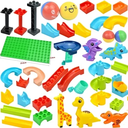 Celtniecības bloks liela izmēra slaids Marmora sacīkšu skriešanas trase labirints piltuve Dzīvnieks liela daļiņu plākšņu stabs ķieģeļu rotaļlieta saderīga duploes