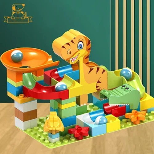 Slide Marble Balls Building Blocks ცხოველთა დინოზავრების რბოლა Run Track მოდელი Construction Stack Big Bricks Game თავსატეხი სათამაშო ბავშვის საჩუქარი