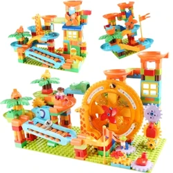 283Pcs Big Size Building Blocks Malaking Turntable Piano Slide Marble Run Building Bricks Set Mga Regalo na Laruan para sa mga Bata