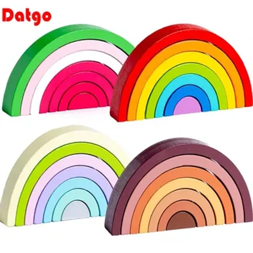 Mới Trẻ Em Montessori Vòm Cầu Rainbow Khối Xây Dựng Đồ Chơi Gỗ Cho Bé Giáo Dục Sớm Màu Nhận Thức Khối Đồ Chơi