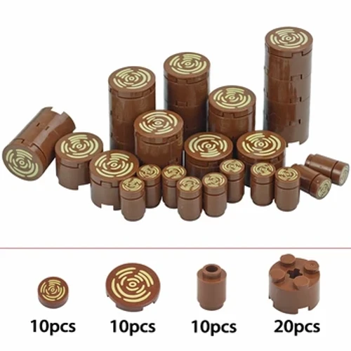 Model cu granule de lemn 1x1 Cărămizi netede Parte MOC țiglă rotundă 2x2 cu ansamblu ciot de copac Blocuri de construcție 14769pb196 98138pb042