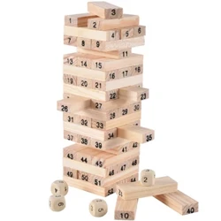 54Pcs Blok Bangunan Mainan Lucu Mini Menara Kayu Kayu Keras Domino Stacker Ekstrak Montessori Game Pendidikan untuk Anak Hadiah