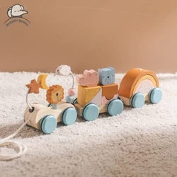 Haurtxo Montessori Jostailuak Egurrezko Trena Haurtxoentzako Jostailu Hezigarriak Egurrezko Ortzadar Blokeak Orga Haurtxoentzako Ikasteko Jostailuak Haurrak Urtebetetze Opariak