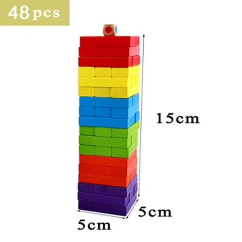 48pcs New Educational hëlzent Montessori Spillsaach Bausteng Spillsaachen Gehir Spill Kanner Party Gläichgewiicht Spiller hëlzent Domino Block Kanner