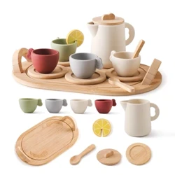 Baby Holz Montessori Spillsaachen Spillhaus Nomëtteg Téi Set Model Puzzle Spillsaachen Fir Baby Gebuertsdag Spillsaachen Zuelen Blocks Léieren Toy