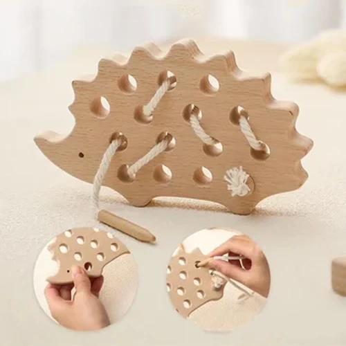 Drveni jež Ploča za rezanje konca Dječje Montessori igračke Drvena edukativna igračka od bukve Gumb Kockice s perlama Puzzle Igračke Darovi za bebe