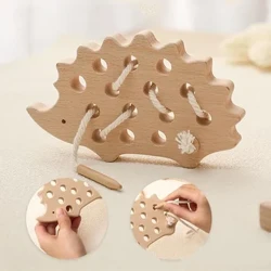 Drveni jež Ploča za rezanje konca Dječje Montessori igračke Drvena edukativna igračka od bukve Gumb Kockice s perlama Puzzle Igračke Darovi za bebe