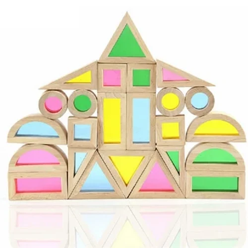 Tegan Pren Kid Montessori Enfys Pentyrru Bloc Acrylig Lliwgar Dysgu Adeiladu Addysgol Teganau Adeiladu Wedi'u Gosod ar gyfer 2+ oed