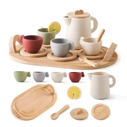 Baby Holz Montessori Spillsaachen Spillhaus Nomëtteg Téi Set Model Puzzle Spillsaachen Fir Baby Gebuertsdag Spillsaachen Zuelen Blocks Léieren Toy