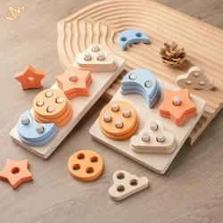 Montessori-Spielzeug, Holzbausteine, frühes Lernen, pädagogisches Spielzeug, Farb- und Form-Match, Kinder-Puzzle-Spielzeug für Kinder, Jungen und Mädchen