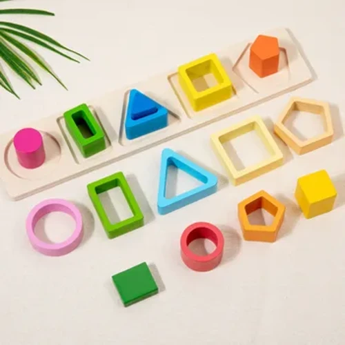 Montessori Holz Sortéieren Stacking Spillsaachen Geometresch Bausteng Pädagogesch Spillsaachen Faarf Form Unerkennung Puzzel Chrëschtdagscadeau