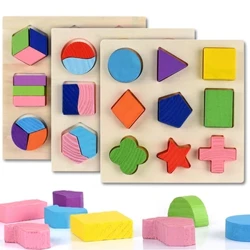 Forme geometriche in legno Puzzle Montessori Ordinamento di mattoni matematici Gioco educativo per l'apprendimento in età prescolare Giocattoli per bambini