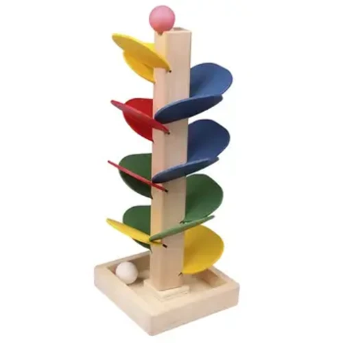 Werna-werna wit Marmer Ball Run Track Blok Bangunan Anak-anak Mainan Kayu Montessori Learning Educational Toys kanggo Anak Hadiah